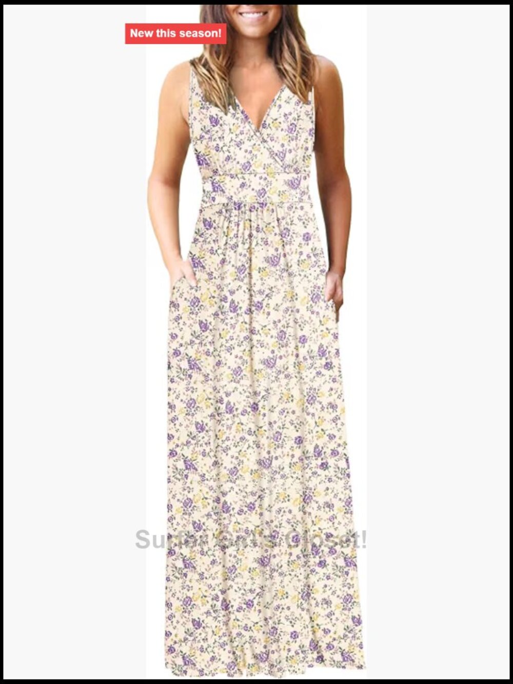 Wrap V-Neck Sleeveless Maxi Dress Swing
